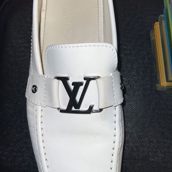 COPY - Authentic Louis Vuitton white leather loafer with silver toned hardwareS… main image 10